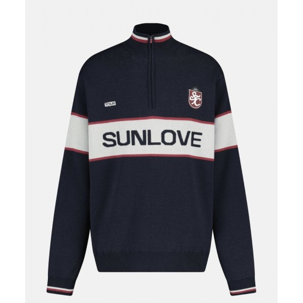 SUNLOVE ウィンドブロックニットプルオーバーネイビー