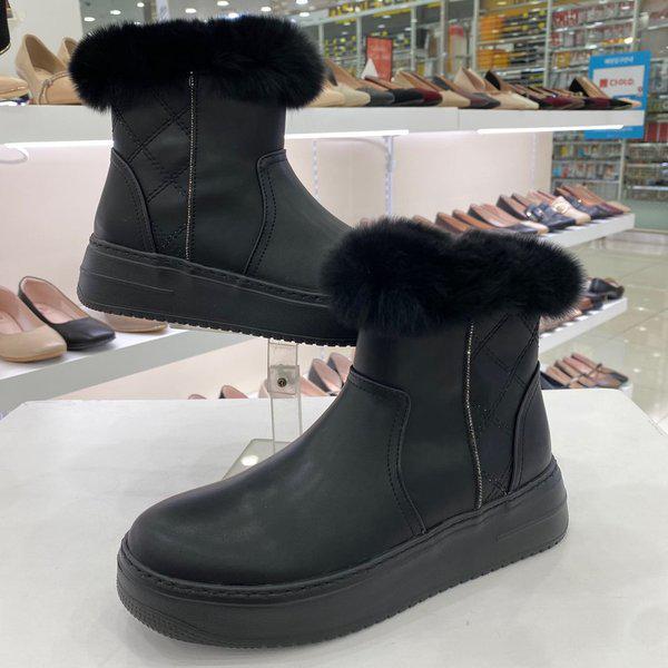 女性防寒ファーアンクルブーツ YACWSB65OBK HSFF2A GN