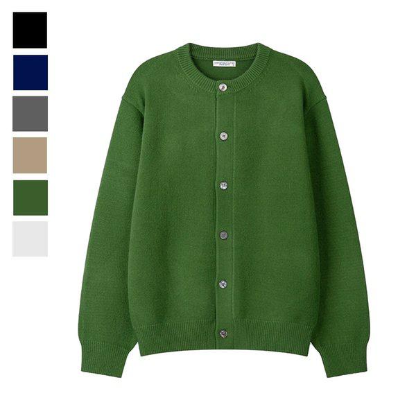 メンズ秋のサイルセミクロップラウンドニットカーディガンAS-CAA-Q026-グリーン
