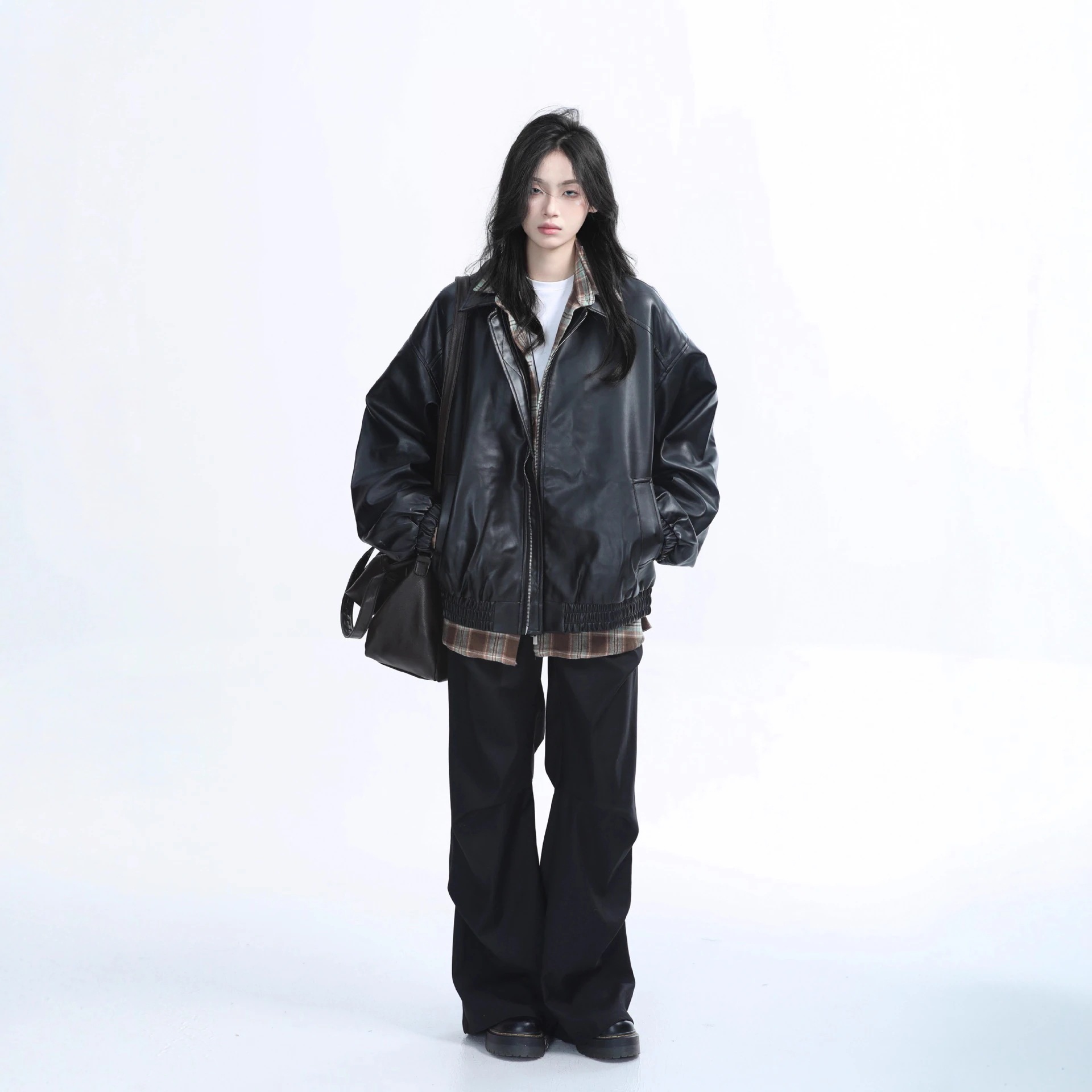 レディース ジャーマンブラウン モーターサイクルレザージャケット秋にぴったりのアメリカンレトロなゆったりとしたジャケット