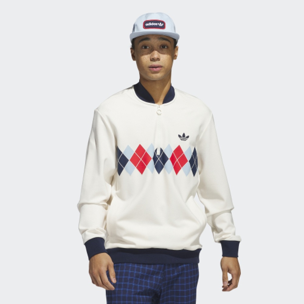ADIDAS GOLF オリジナルス アーガイル柄 プリント クォータージップ スウェットシャツ JH3871