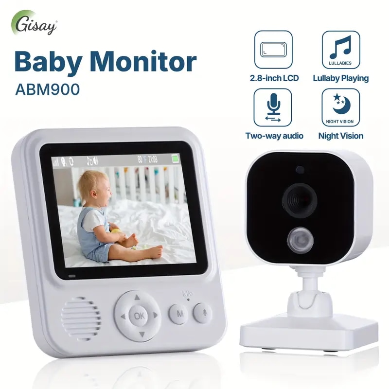 GAYAS ポータブルビデオモニター（カメラ付き）- ナイトビジョン双方向通話音声検出温度追跡＆VOXモード対応 - USB充電式バッテリー駆動屋内外使用可能なスクエアデザイン監視・室内外