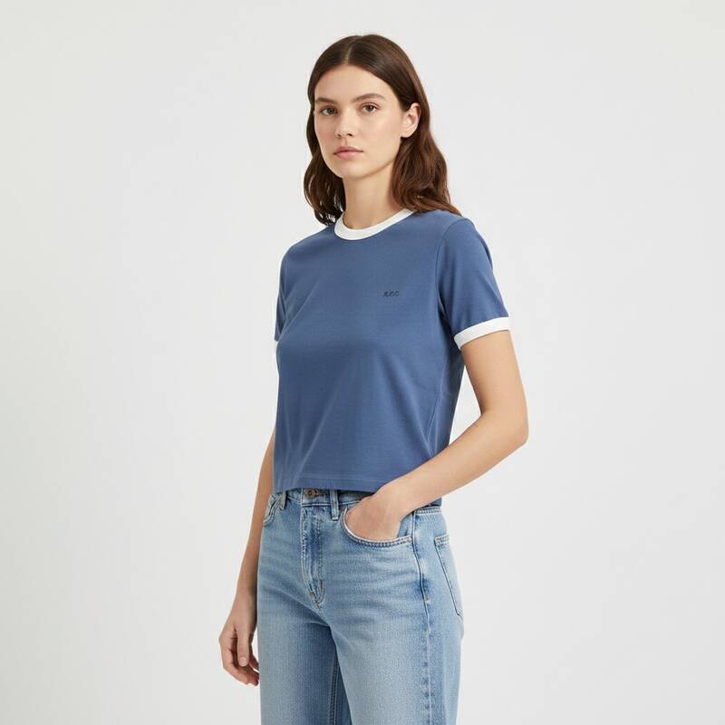 アペセ 26SS APCロゴ カラーブロック クロップド半袖レディースTシャツ COHBQ F26550 IAA