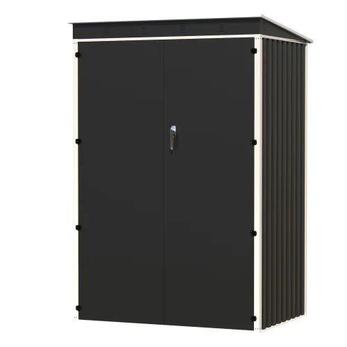 屋外スチール倉庫 幅123×奥行90.5×高さ185 おしゃれ 大型収納 サビない バルコニー 防水 ガーデニング