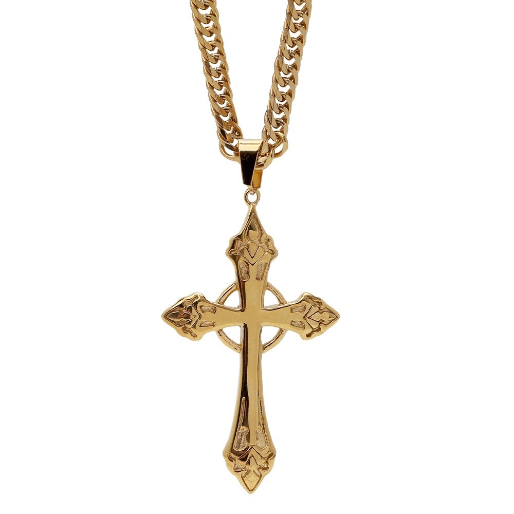 ステンレス クロスネックレス ゴールド [n623-gold]