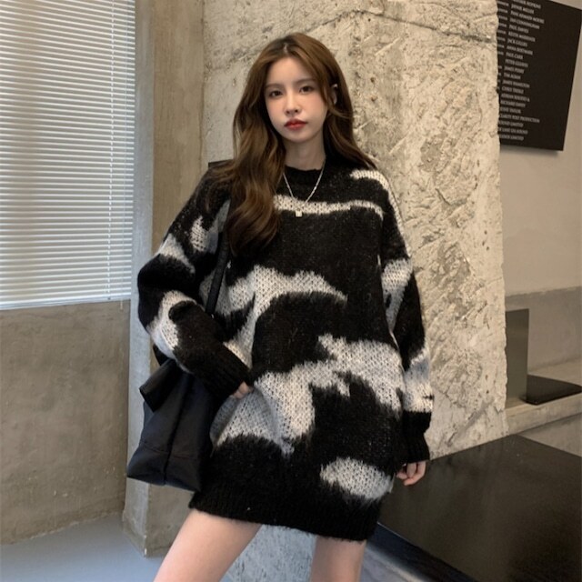 トップス ワンピース 萌え袖 ニット セーター 厚手 レディース 女性用 大きめ ゆったり