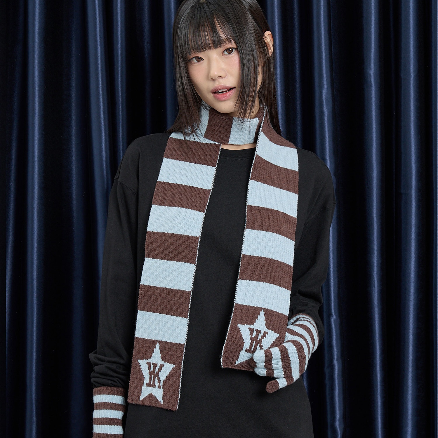 Stripe Star Muffler SKYBLUE