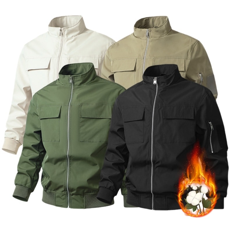 メンズ ジャケット ミリタリージャケット 中綿 ブルゾン スタンドカラージャケット カジュアルアウター ジャンパー ライトアウター 春秋 無地 ブルゾン ワークジャケット ポケット 防風