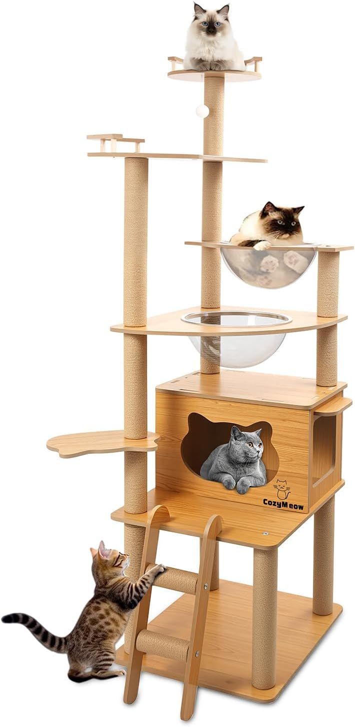 キャットタワー 木製 スリム 宇宙船 据え置き 厚さを増した板材 キャットハウス つめとぎ 猫 大型猫用 爪とぎ キャットウォーク 多頭飼い 人気 猫タワー おしゃれ かわいい ねこ キャットステップ