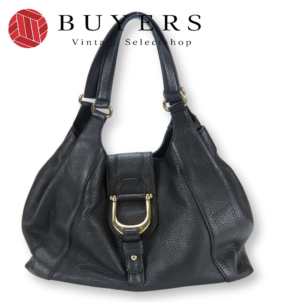 中古 トートバッグ 268747 レザー ブラック ゴールド金具 肩掛け シンプル 普段使い レディース 女性