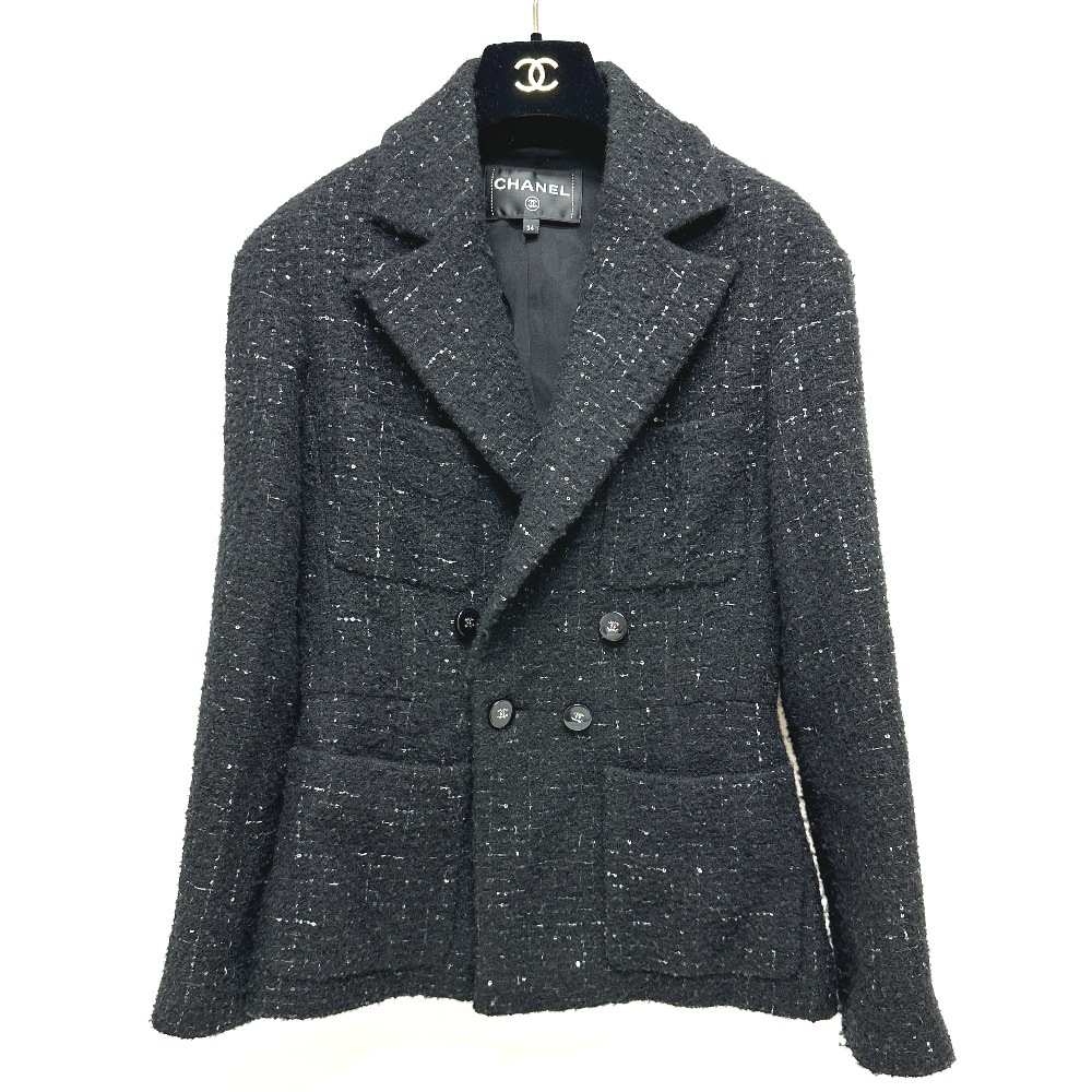 ジャケット P78012 グリッターツイード 24B アパレル ツイード ブラック