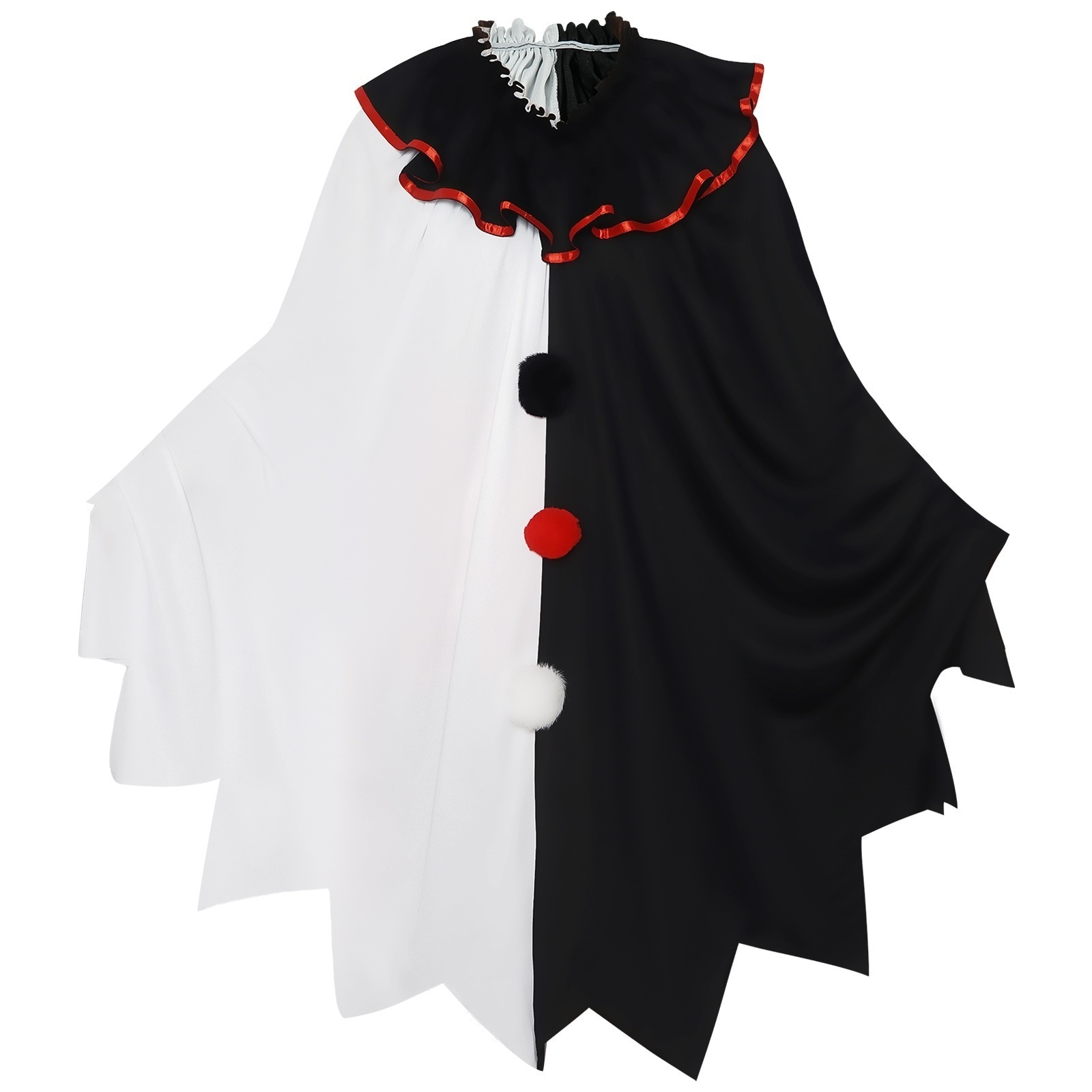 【限時割!引!】ハロウィーンホラーピエロcos服女装白黒マント化粧舞踏会コスプレ衣装