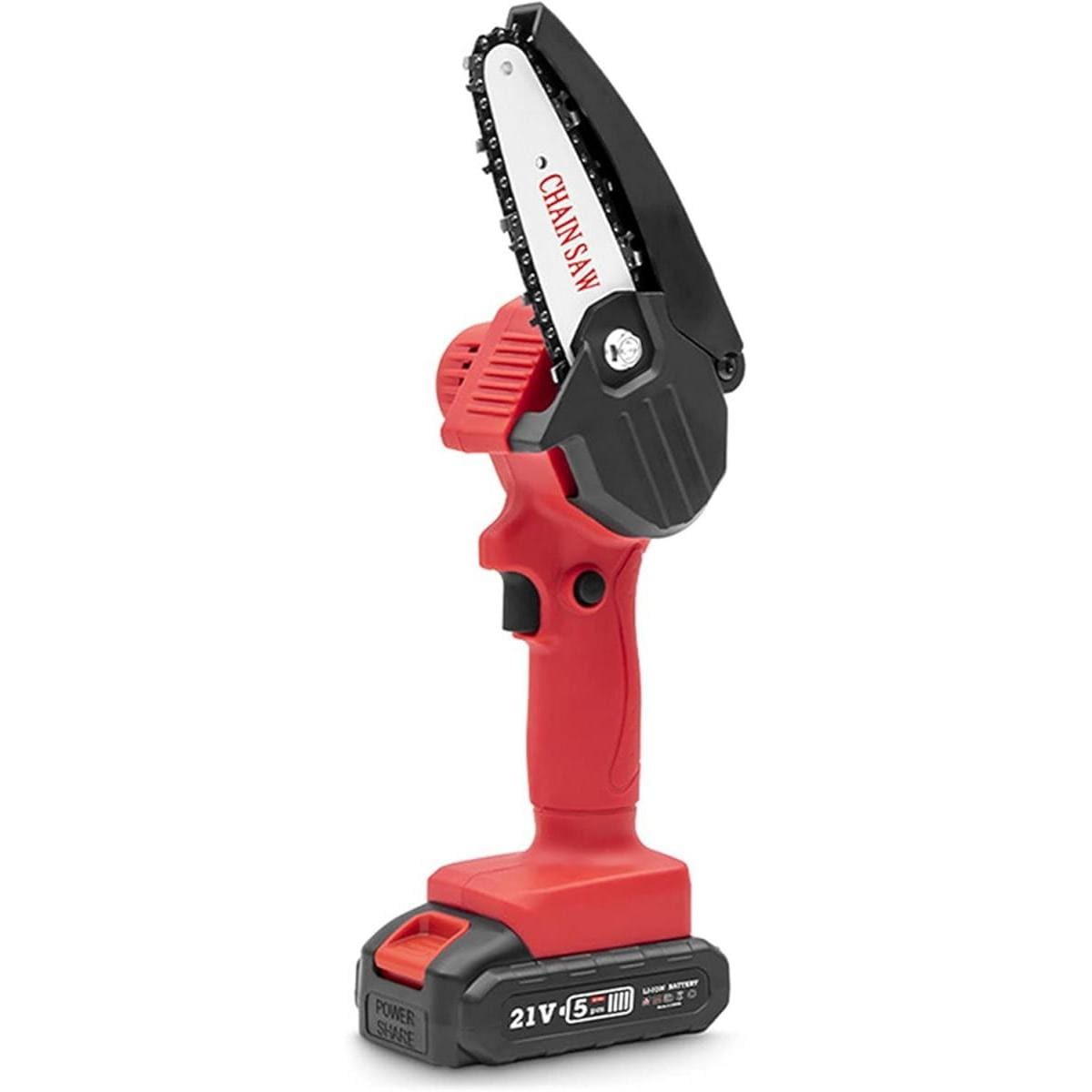 デジタルランド 超小型 コードレス式LED電動チェーンソー 赤　チェーンソー　ハンディチェーンソー　伐採　切断　粗大ごみ　解体