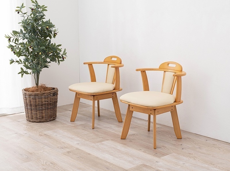 ダイニングチェア 椅子 回転 2脚セット おしゃれ 木製 レザー 肘掛け チェア いす イス 座面高42cm