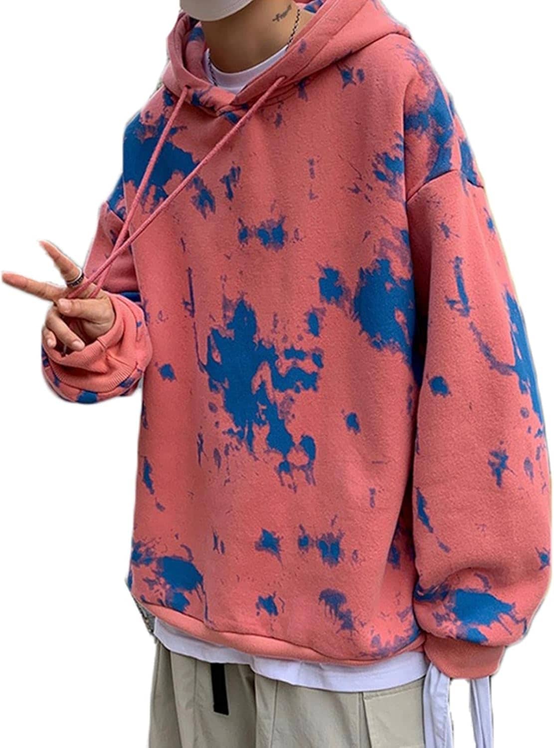 フルオーバー タイダイ柄絞り染め メンズ 長袖パーカー フード付き メンズ レディース 調整ひも付き 春服 秋服 大きめ 上着 着痩せ 日常 柔らかい肌触り ユニセックス プレゼント
