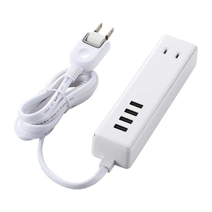 USBタップ USBメス4 AC2 ケーブル1.5m 3.4A ホワイト