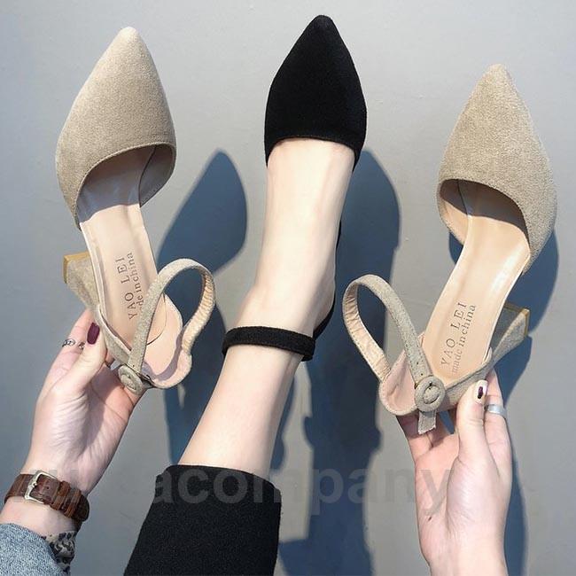 サンダル ハイヒール レディース ストラップサンダル ポインテッドトゥサンダル ハイヒールシューズ 夏 太ヒールサンダル サマーシューズ 通勤