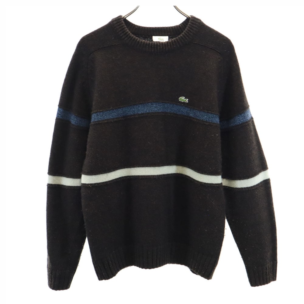 日本製 ウールブレンド ボーダー 長袖 セーター 3 ブラウン系 ニット メンズ