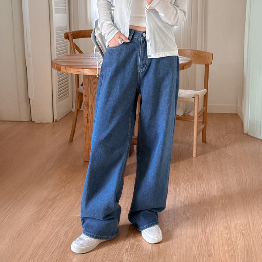 [EVELET BY JSTYLE] EVELET REFUENピグメントカラーワイドデニムパンツ長さ別Jスタイル