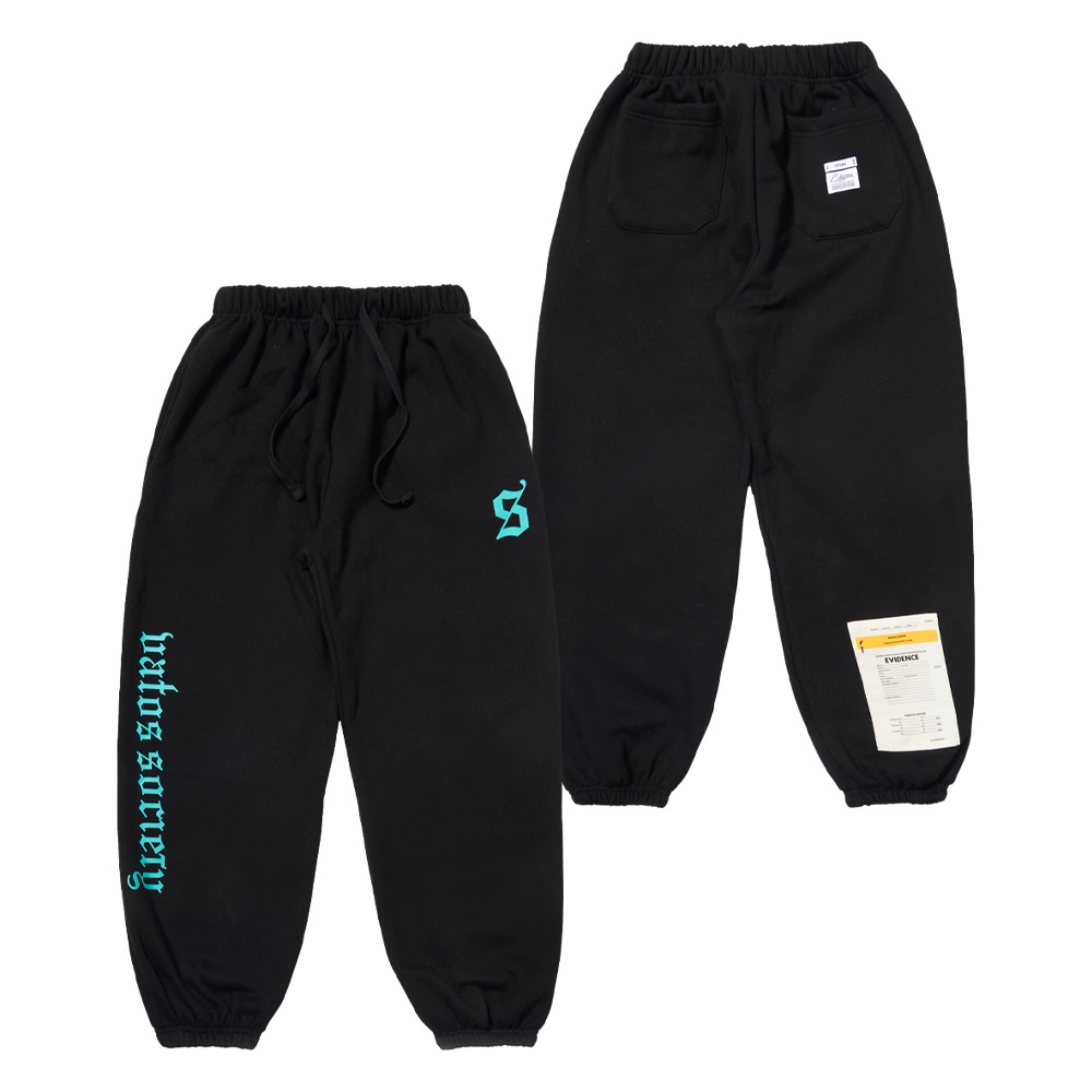 OLD LETTER WIDE JOGGER PANTS BLACK