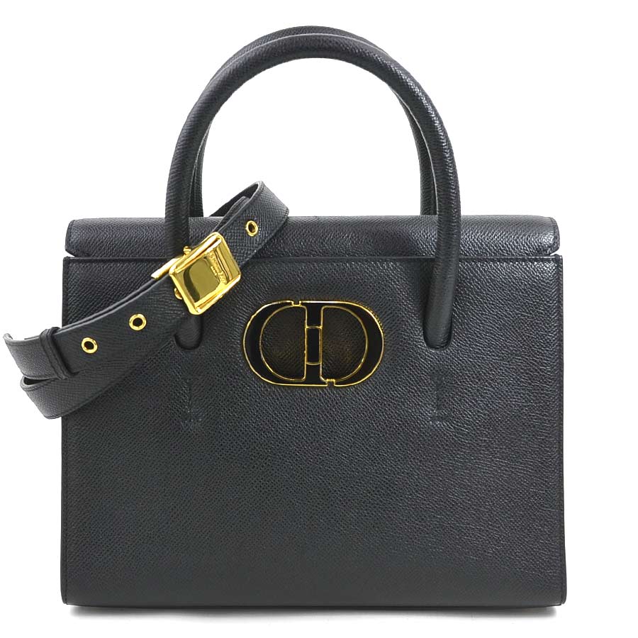 クリスチャンディオール Christian Dior ハンドバッグ ショルダーバッグ 30モンテーニュ サントノレ スモール レザー ブラック レディース 90104a