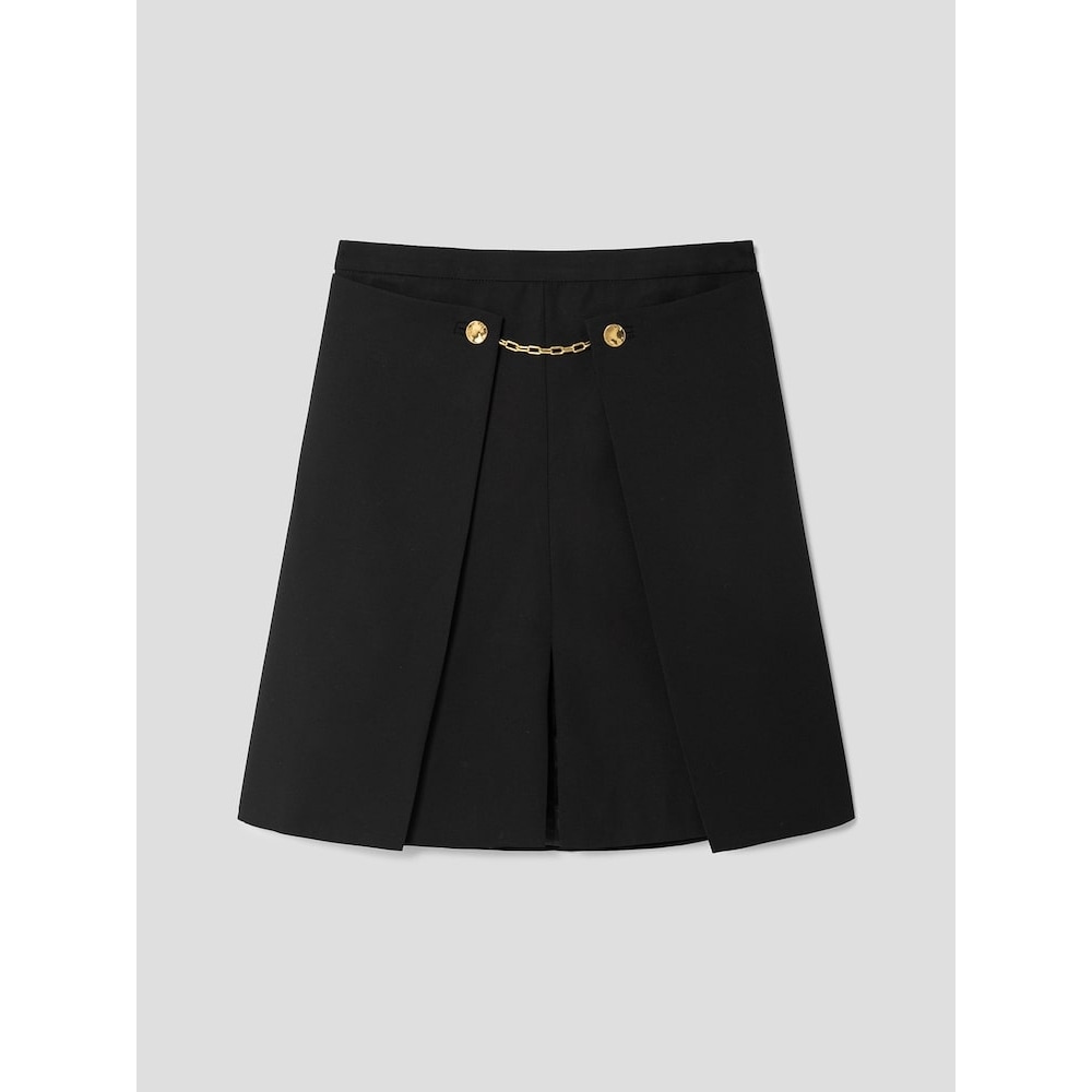 ギャニーライトツイルスーツスカート-ブラック QN5127R055