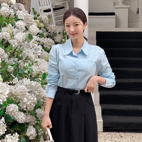 パフ袖シャツブラウス bs7866