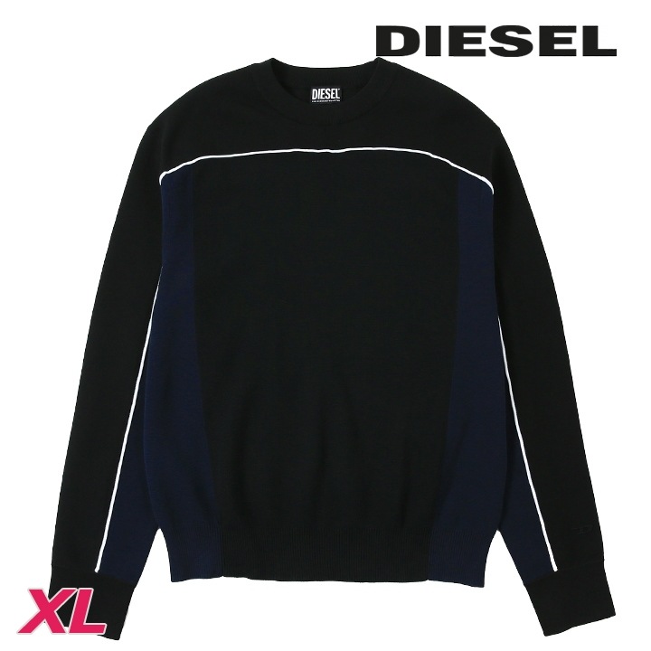 長袖ニットセーター メンズ K-WICHITA ワンポイントロゴ刺繍 切替 die-m-t-f8-10t