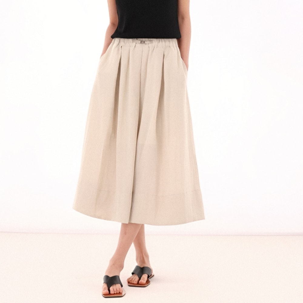 ACUD リネンベンディングピンタックスカート_ベージュ