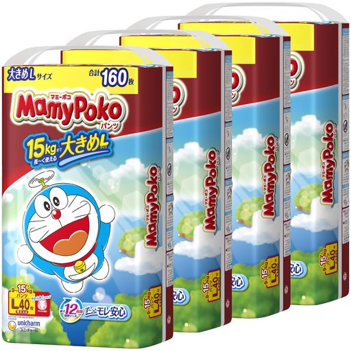 【パンツ Lサイズ】マミーポコ パンツ ドラえもん オムツ (9~15KG)160枚(40枚×4) [ケース品]
