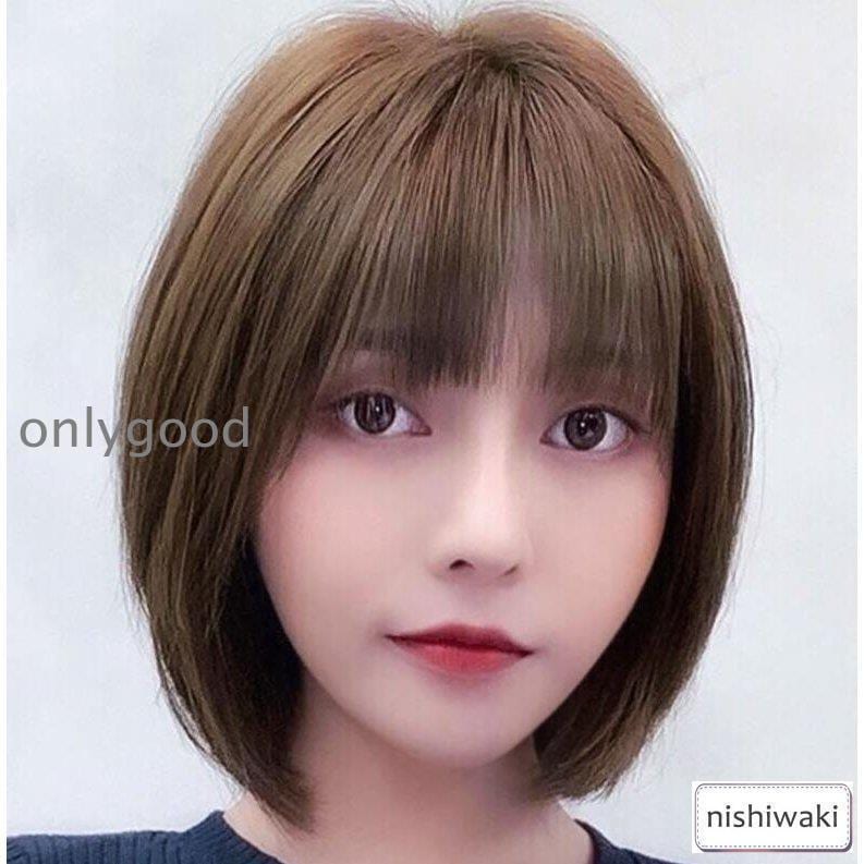 【HLC】ボブウィッグ 自然な人毛100%フルウィッグ かつら 人毛 自然 用 円形 脱毛症 ボブ ミディアム ショート レディース