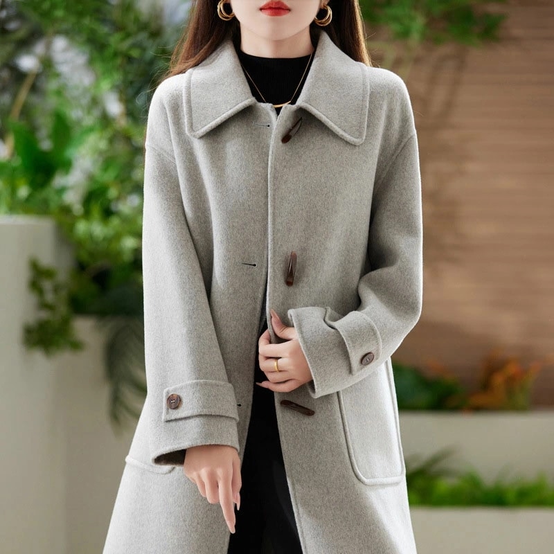 ウールコート安い レディースコート トレンチコート ラップ コート ウィ アウター ファッション カシミヤ コート 着痩せ ベルト付き 前撮り 秋冬 通勤 19,556円