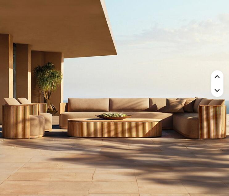 高級ガーデンソファセットホテルモダン屋外ソファL字型ソファ家具防水 ガーデンセット 北欧風ガーデン家具別荘庭　アウトドアソファホテルベランダ防ソファ