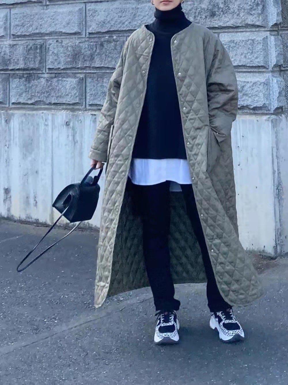 2024秋冬新作日系カジュアル個性的な厚手綿菱格ロングコットンコート 快適 ウォーム ジャケットロング コート