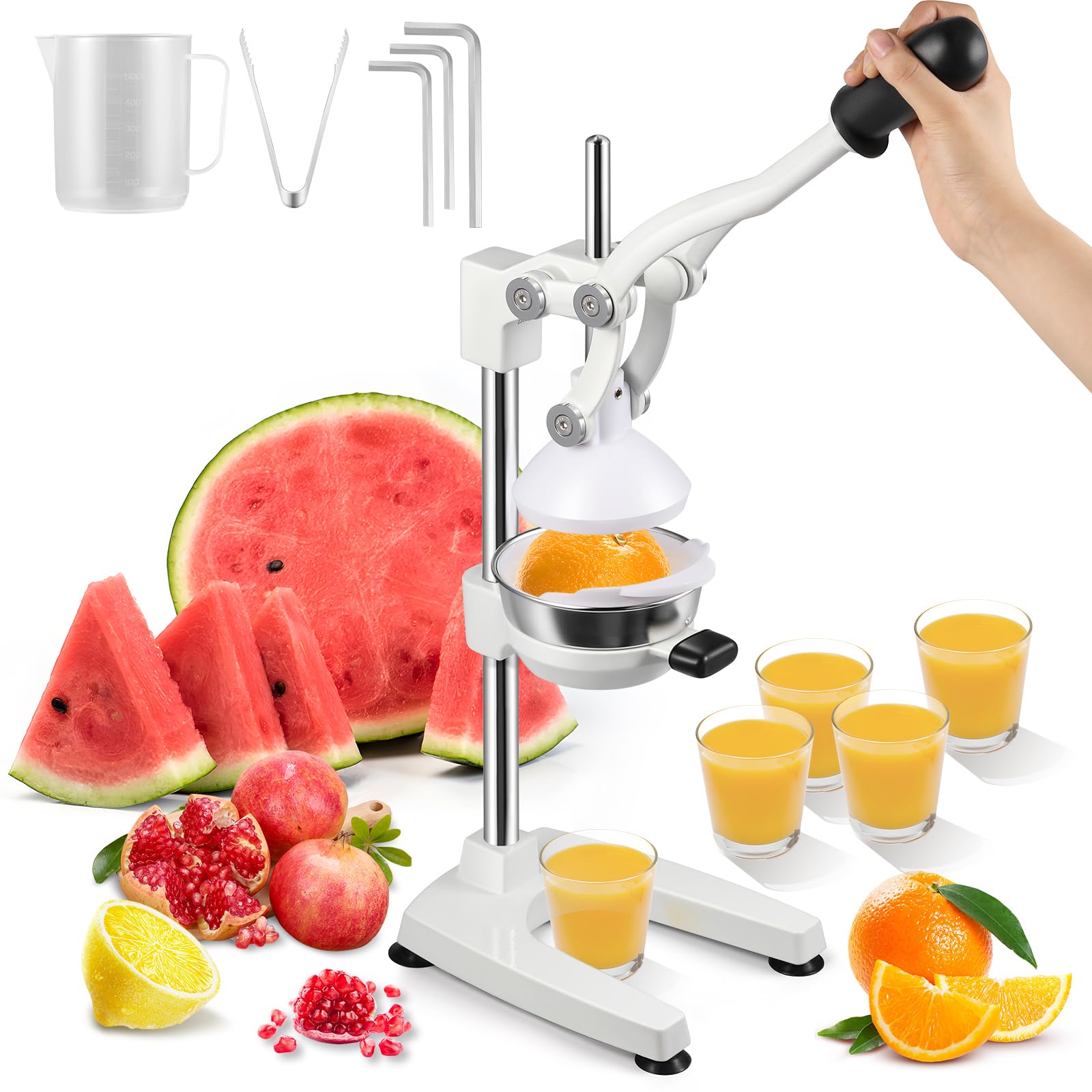 手動ジューサー 絞り器 搾り器 【1台2タイプ 計量カップ/クリップ付き】 オレンジ・レモン・ぶどう・ザクロ・スイカに適用 家庭用 業務用