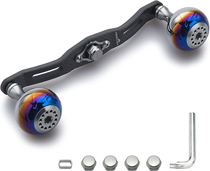 リール ハンドル カーボン 30mmノブ搭載 シマノ SHIMANO ダイワ DAIWA アブ Abu 通用 ベイトリール Aurora Series 356(ガンメタル, 120mm)