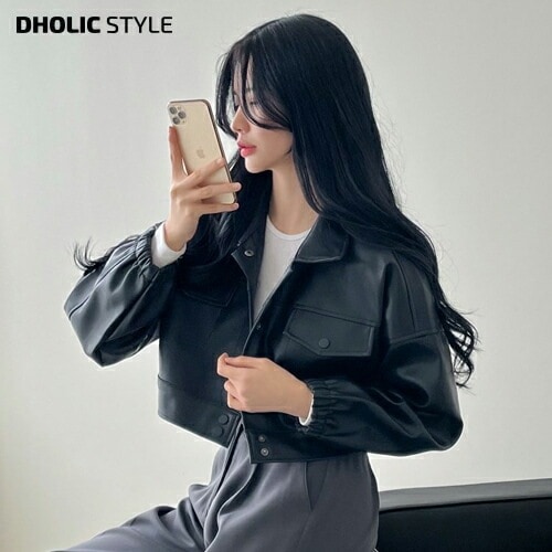 [メガ割りSALE]レザー調クロップドジャケット・p492517