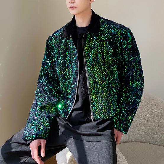 秋服 韓国ファッション メンズ アウター 長袖 ジャケット スパンコール J12 5,888円