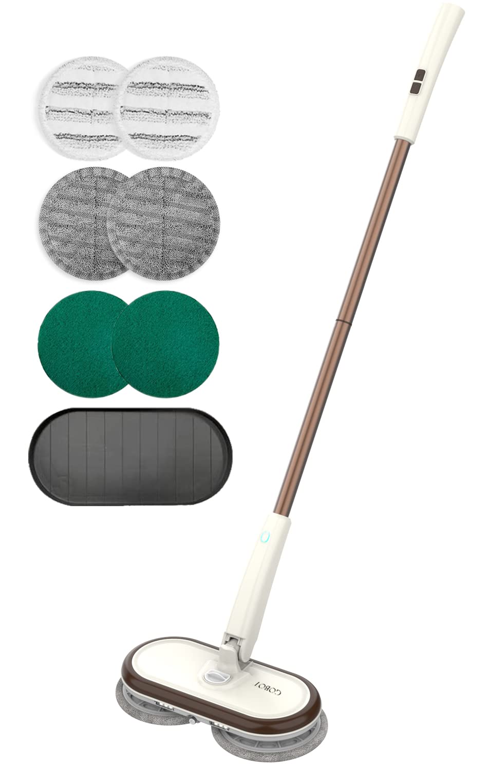 GOBOT 電動モップ コードレス回転モップクリーナー 軽量化 回転モップ 1台4役 水噴射 モップクリーナー 200回/分 替えモップ6枚付き 拭き掃除 充電式 水拭き フローリング 掃除 コードレ