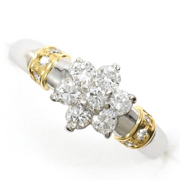 PT900 プラチナ K18YG リング 12号 ダイヤ 0.50 カード鑑別書 ジュエリー 中古