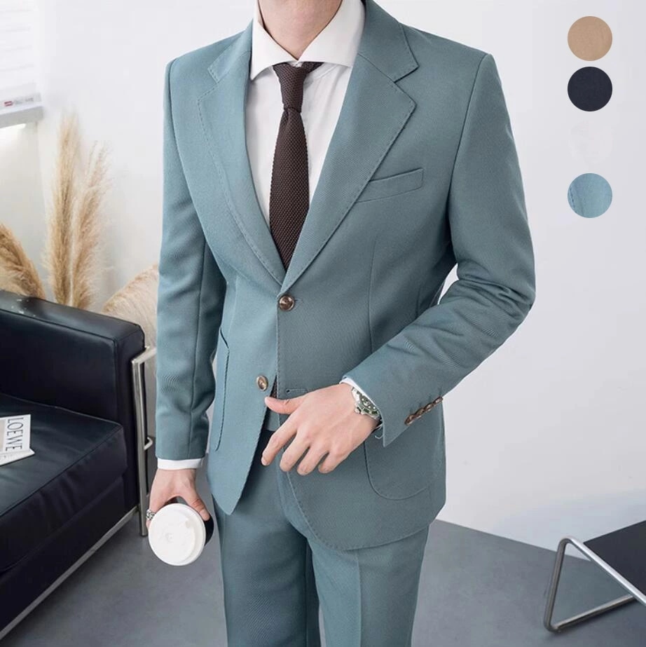 韓国風 シングルスーツ ビジネススーツ スーツ 通勤 披露宴 成人式 フォーマルスーツ 無地 スリムスーツ 結婚式スーツ セットアップ 2点セット ジャケット+パンツ 紳士服 父の日 息子 プレゼント