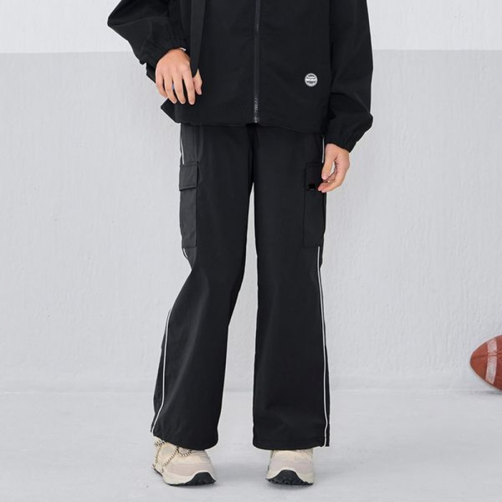 [Ocean Sky] ガールズストリートラインワイドフィットナイロンバンディングパンツ