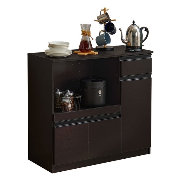 キッチンカウンター 約 幅89×奥行40×高さ82cm ダークブラウン VKC-7150DBR