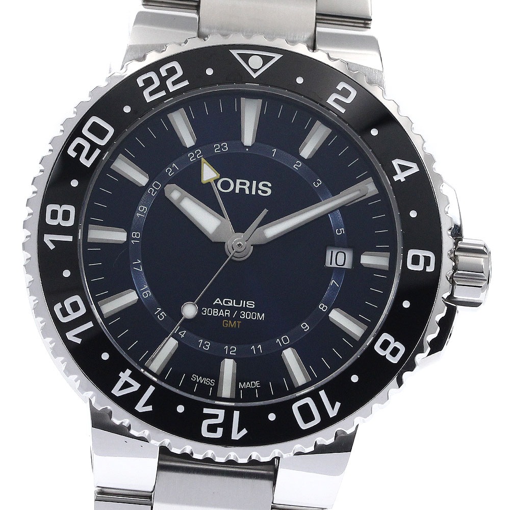 オリス ORIS 01 798 7754 4135-07 8 24 05PEB アクイス GMT 自動巻き メンズ 美品 箱・保証書付き_891980【中古】