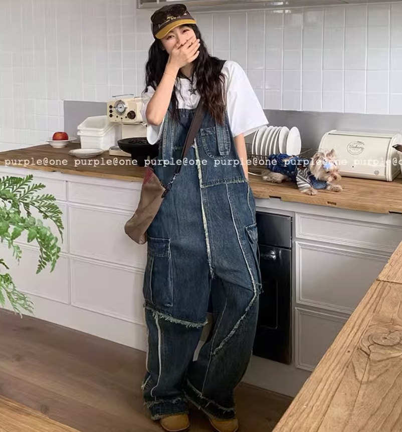 デニム デート モテアイテム サロペット オーバーサイズ コットン デニム 大人可愛い きれいめ 上品 おしゃれ かっこいい 大人可愛い ラブリー キュート ガーリー クール モード系 セクシー