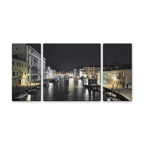 アート アートパネル 写真 3枚セット 60×30cm アートパネル 壁掛け キャンバス 3分割 おしゃれ ナチュラル インテリア 風景 イタリア ヴェニス ベネツィア 夜景
