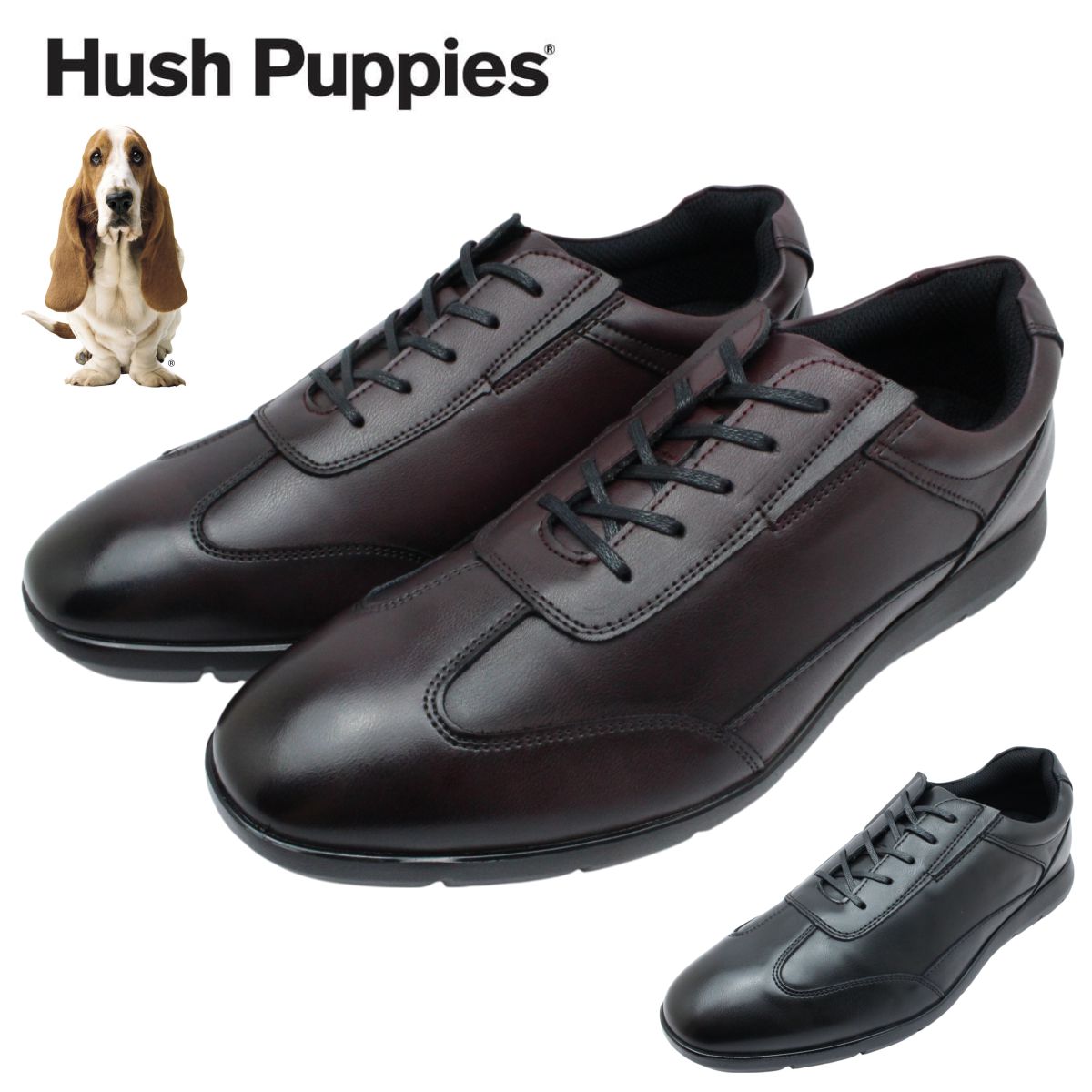 Hush Puppies ハッシュパピー メンズ レザー スニーカー ウォーキングシューズ M-7123T 7123T 紐靴 本革 ビジネス