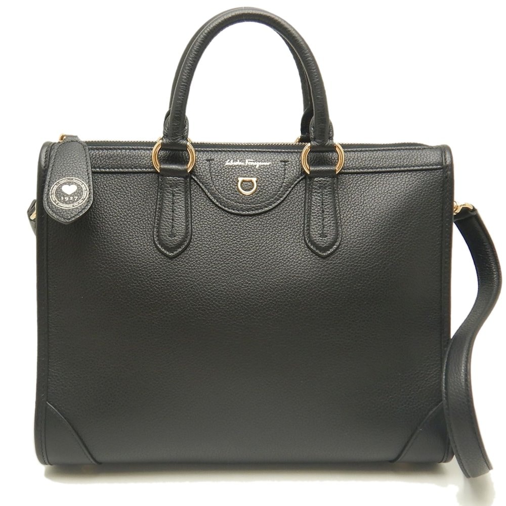 21-1378 トートバッグ ガンチーニ 2WAY カーフ ブラック/252840【中古】