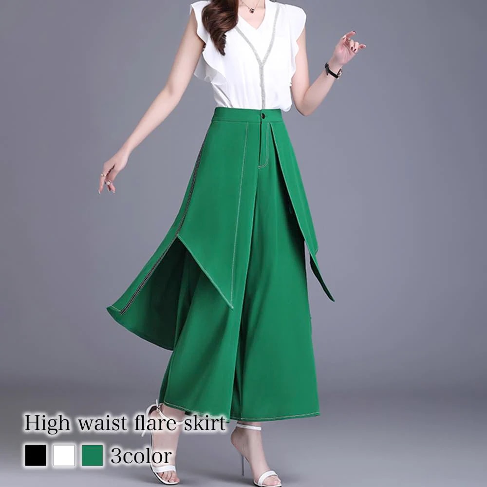 ワイドパンツ レディース ハイウエストフレアスカート きれいめ 人気 秋 コーデュロイ 低身長 あったか デニム 大きいサイズ センター ゆったり ワイド 夏 冬 パンツ トップス ゴム ハイウエスト 7,389円