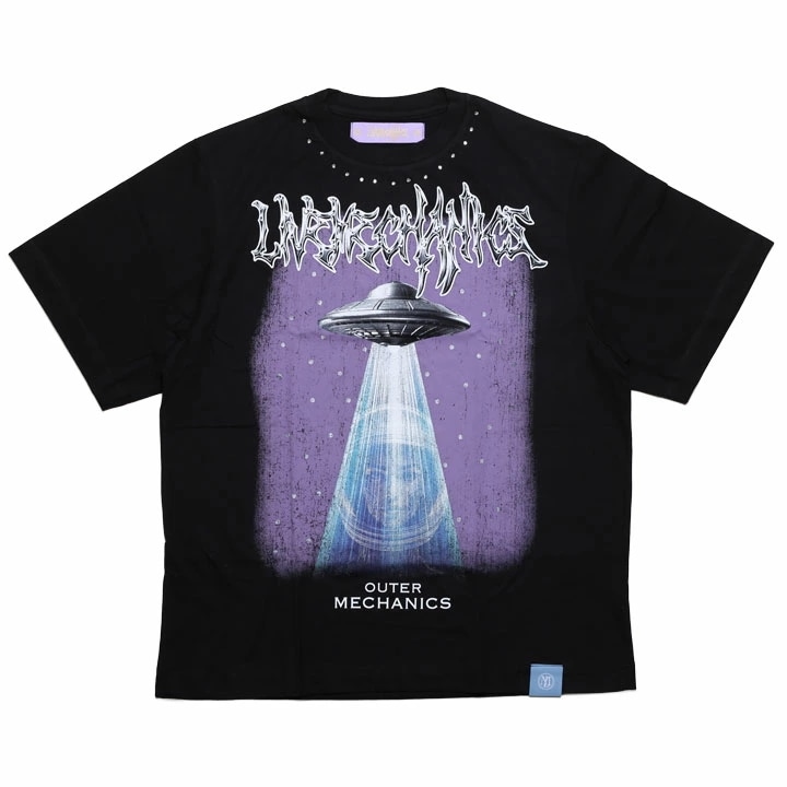 LIVE MECHANICS Tシャツ 半袖 メンズ レディース 春夏用 黒 大きいサイズ ライブメカニクス おしゃれ 派手 UFO 誘拐 ダイヤモンドカット